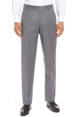Berle Lightweight Flannel Flat Front Classic Fit Dress Trousers in Light Grey
