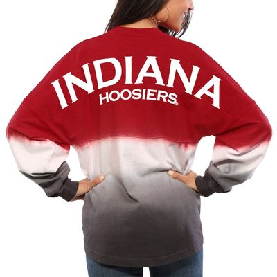 Women's Crimson Indiana Hoosiers Ombre Long Sleeve Dip-Dyed Spirit Jersey