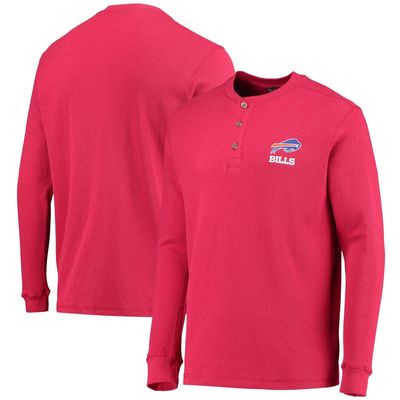 Men's Dunbrooke Red Buffalo Bills Logo Maverick Thermal Henley Long Sleeve T-Shirt