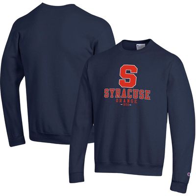 Men's Champion Navy Syracuse Orange Team Stack Powerblend Pullover Sweatshirt
