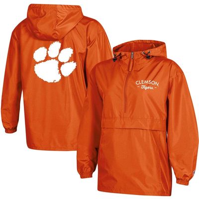 Women's Champion Orange Clemson Tigers Packable Half-Zip Light Rain Jacket