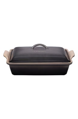 Le Creuset 4 Quart Covered Rectangular Stoneware Casserole in Oyster