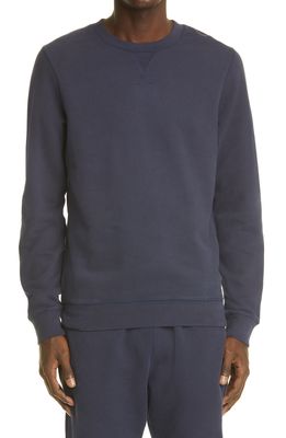 Sunspel French Terry Crewneck Sweatshirt in Navy
