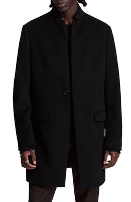 AllSaints Manor Wool Overcoat in Black