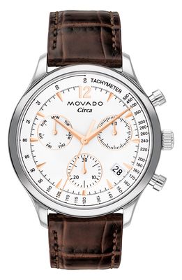 Movado Heritage Circa Chronograph Leather Strap Watch