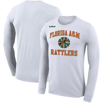 Men's Nike x LeBron James White Florida A & M Rattlers Collection Legend Performance Long Sleeve T-Shirt