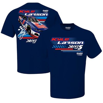 Men's Hendrick Motorsports Team Collection Navy Kyle Larson Valvoline 2-Sided T-Shirt