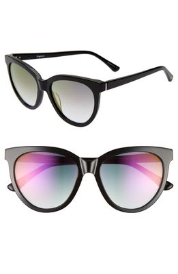 Brightside Beverly 55mm Cat Eye Sunglasses in Black/Violet Gradient Mirror