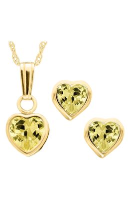 Mignonette 14k Gold Birthstone Necklace & Stud Earrings in November