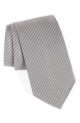 David Donahue Stripe Silk Tie in Black/White