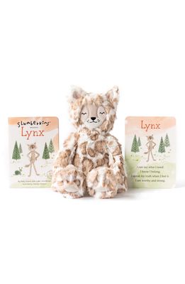 Slumberkins Lynx Stuffed Animal & 'Lynx' Board Book in Ivory