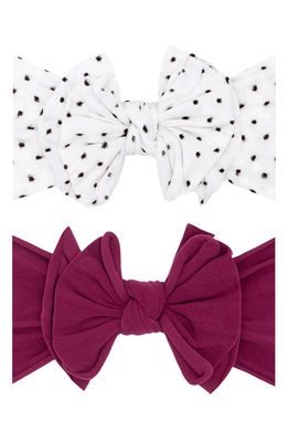 Baby Bling Assorted 2-Pack FAB Shab Bow Headbands in Magenta/white Bk Dot