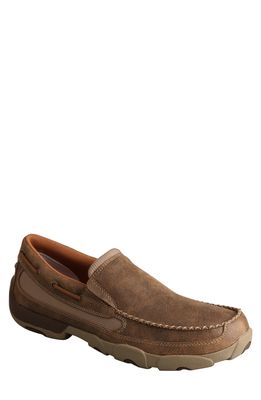 Twisted X Slip-On Moc Toe Driver in Bomber Suede