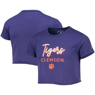 Girls Youth League Collegiate Wear Purple Clemson Tigers Cropped T-Shirt