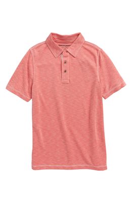 Johnston & Murphy Kids' Slub Polo in Coral