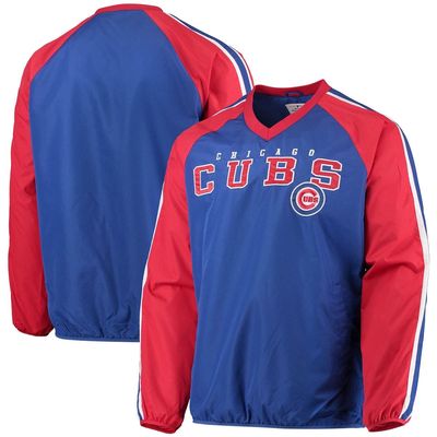 Men's G-III Sports by Carl Banks Royal/Red Chicago Cubs Kickoff Raglan V-Neck Pullover Jacket