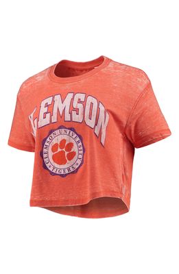 Women's Pressbox Orange Clemson Tigers Edith Vintage Burnout Crop T-Shirt