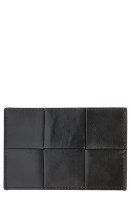 Bottega Veneta Intrecciato Leather Card Case in Black-Silver