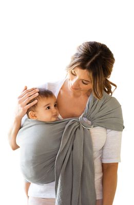 MOBY Ring Sling Double Gauze Baby Carrier in Pewter