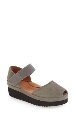 L'Amour des Pieds Amadour Platform Sandal in Gray Suede Leather