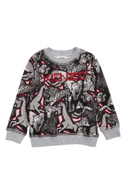 KENZO Kids' Embroidered Animal Cotton Sweatshirt in Grey Marl