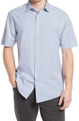 Rodd & Gunn Concial Hill Dot Print Short Sleeve Button-Up Shirt in Snow