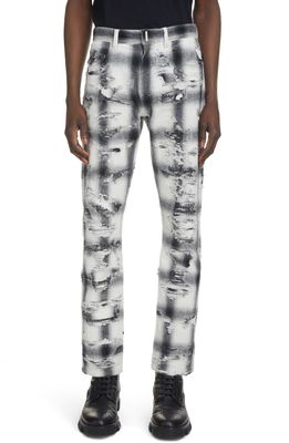 Givenchy Regular Fit Ombre Rip & Repair Flannel Pants in 004-Black/White