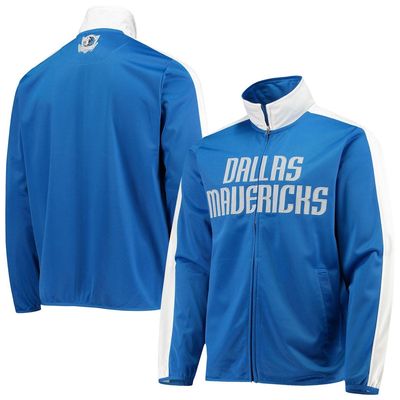 Men's G-III Sports by Carl Banks Blue/White Dallas Mavericks Zone Blitz Tricot Full-Zip Track Jacket
