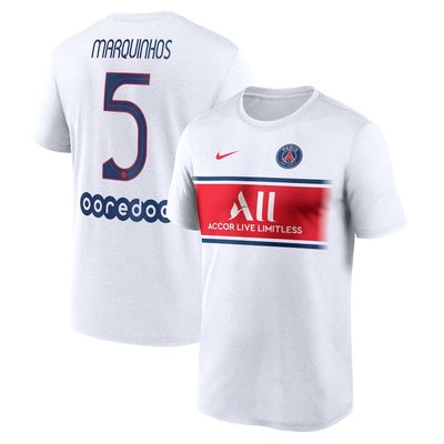 Men's Nike Marquinhos White Paris Saint-Germain Name & Number Fan Top