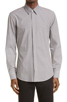 Fendi Micro FF Long Sleeve Button-Up Cotton Shirt in White/Black