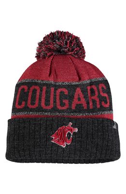 Men's Top of the World Crimson/Heather Black Washington State Cougars Below Zero Cuffed Pom Knit Hat