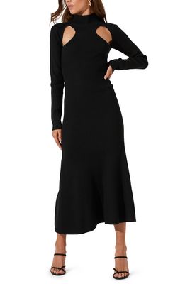 ASTR the Label Cutout Long Sleeve Sweater Dress in Black