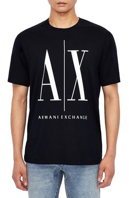 Armani Exchange Icon Logo Cotton Graphic Tee in Navy