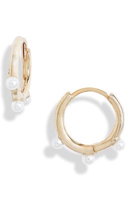Knotty Imitation Pearl Orb Mini Hoop Earrings in Gold