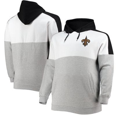 PROFILE Men's Black/Heathered Gray New Orleans Saints Big & Tall Team Logo Pullover Hoodie