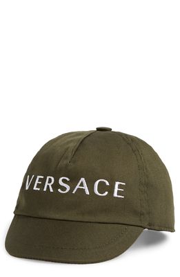 Versace Kids' Logo Baseball Hat in Khaki White