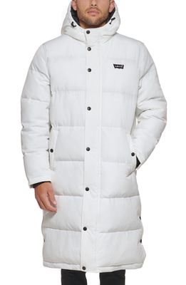 levi's Long Hooded Puffer Parka in White