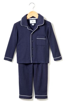Petite Plume Flannel Two-Piece Pajamas in Navy