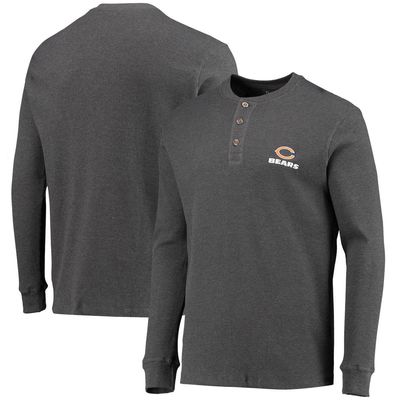 Men's Dunbrooke Heathered Gray Chicago Bears Logo Maverick Thermal Henley Long Sleeve T-Shirt in Heather Gray