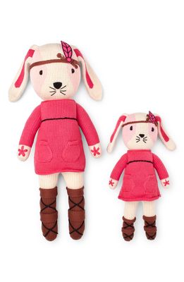 Cuddoll Bella Bunny 20" Hand-Knit Stuffed Animal in Pink