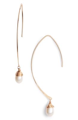 Nashelle Gem Wave Earrings in Gold/Pearl