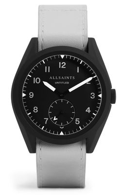 AllSaints Untitled IV Leather Strap Watch