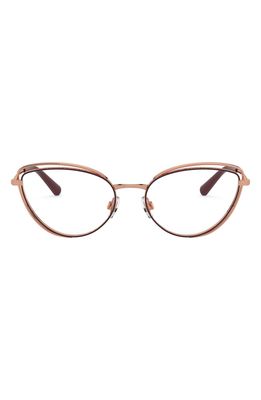 Dolce & Gabbana 53mm Cat Eye Optical Eyeglasses in Pink Gold/Bordeaux/Demo Lens