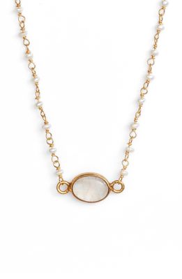 ela rae Semiprecious Stone Collar Necklace in Petite Pearl/Moonstone