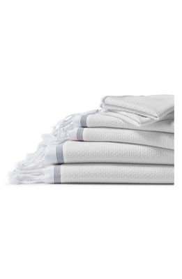 Coyuchi Mediterranean Bath Organic Cotton Guest Towel in Alpine White W/slate