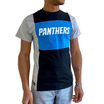 Men's Refried Apparel Heather Black Carolina Panthers Sustainable Split T-Shirt