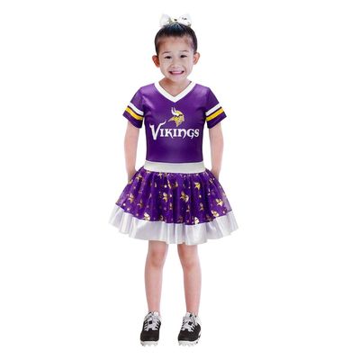 JERRY LEIGH Girls Youth Purple Minnesota Vikings Tutu Tailgate Game Day V-Neck Costume