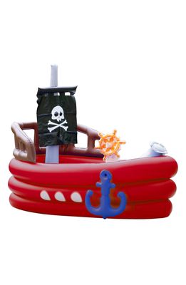 Teamson Kids Water Fun Pirate Ship Sprinkler Play Center in Red