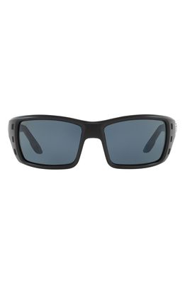 Costa Del Mar 63mm Oversize Polarized Rectangular Sunglasses in Solid Black