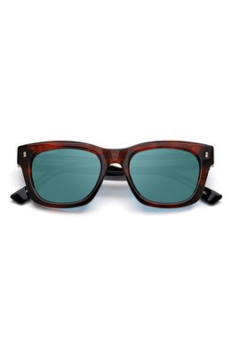 Dsquared2 52mm Square Sunglasses in Brown Horn /Green Mirror